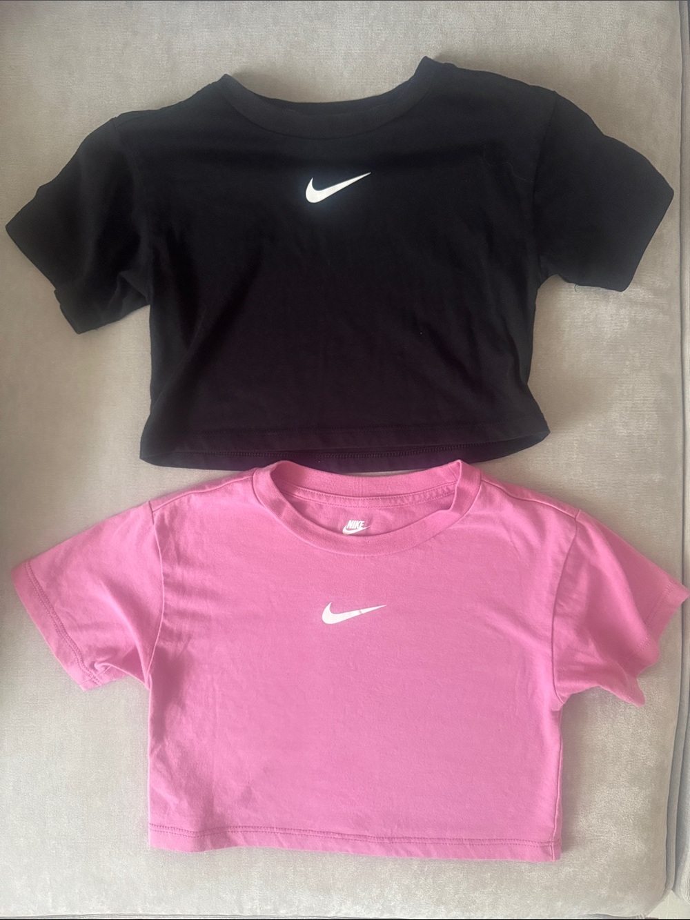 Nike Toddler Short Sleeve Crop Tees - Black & Pink